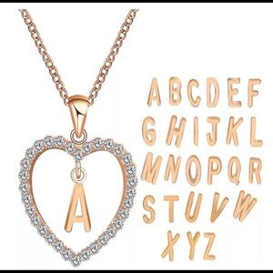 Heart Crystal Pendant Letter Necklace